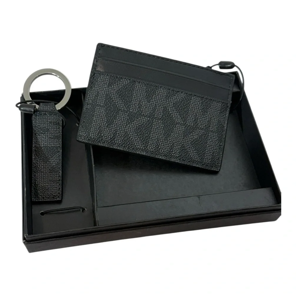 Michael Kors Black Logo Card Case & Keychain Set – NWT - Unisex Wallet